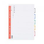 Munhwa File A690-7 Premium A4 5-Tab Color PP Index Dividers for Daily Office Document Classification Made in Korea